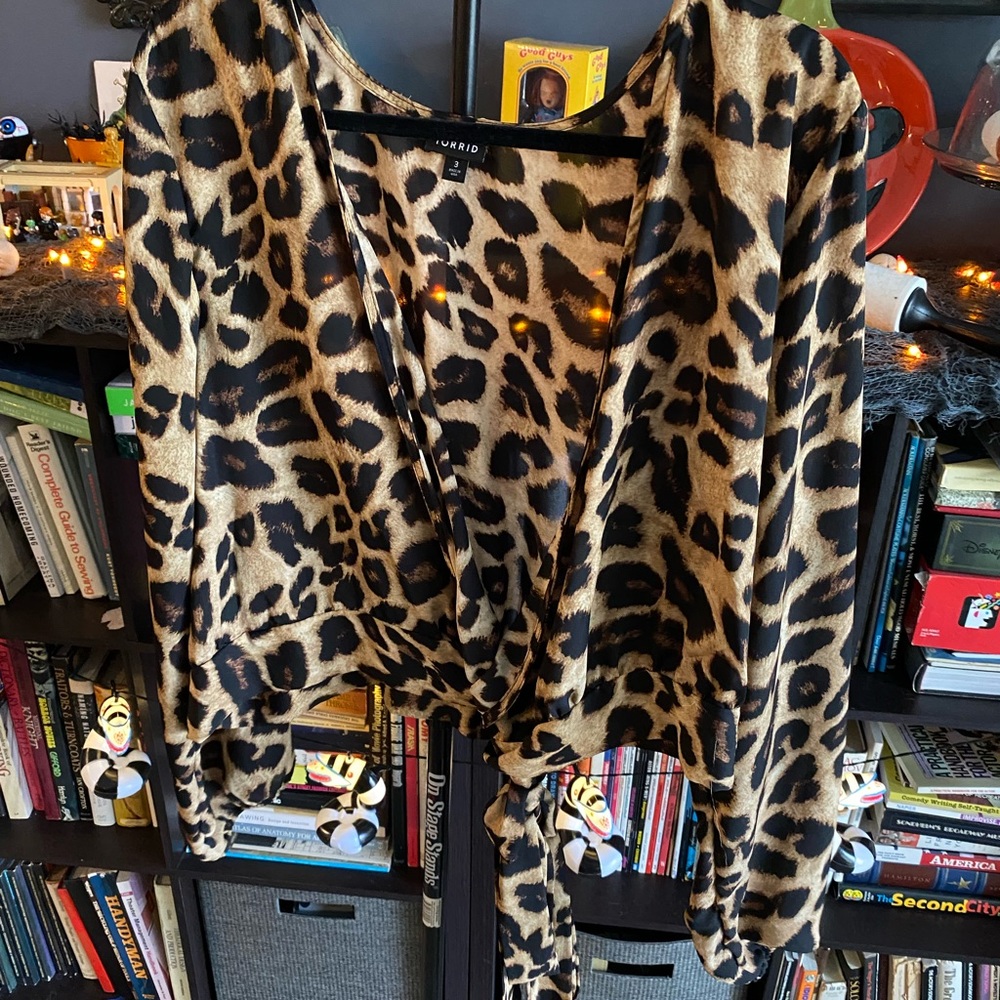 Torrid Leopard Print Wrap Top, Size 3